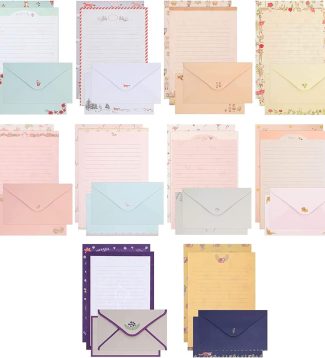 90PCS Stationary Paper and Envelopes Set, writing paper stationery set,10 Different Style Cute Writing Stationery Paper Letter Set(60 stationery paper + 30 envelopes)