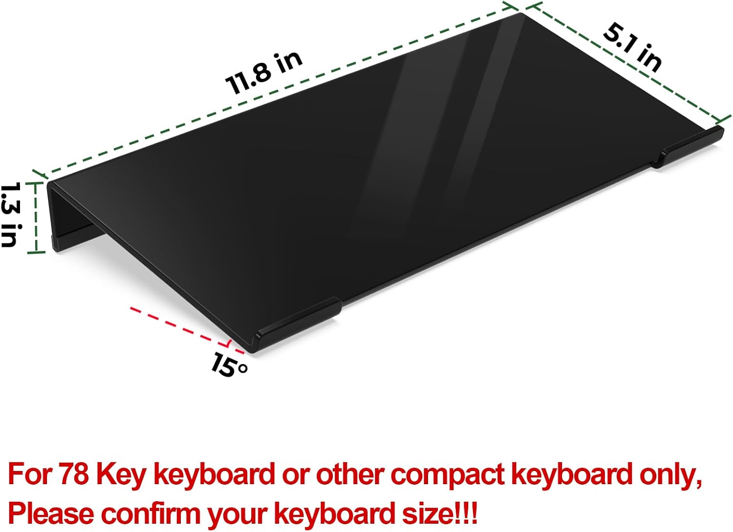 Acrylic Computer Keyboard Stand for Desk, Keyboard Riser Tilt Lift, Keyboard Holder for Desktop, Desk Keyboard Lifter(Black) - Image 2