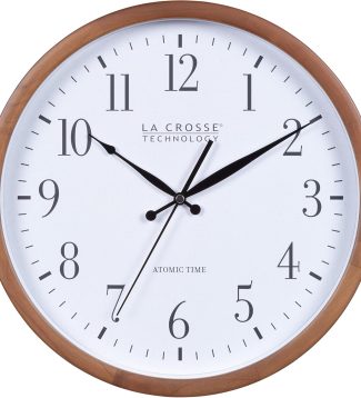 La Crosse Technology 404-50447-INT 12.8" Atomic Walnut Analog Wall Clock