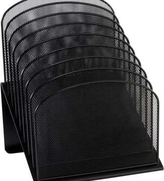 Safco Onyx Desk Organizer, 8 Tiered Vertical Compartments, Office and Classroom Mailbox , Paper and Mail Sorter, Steel Mesh, Black